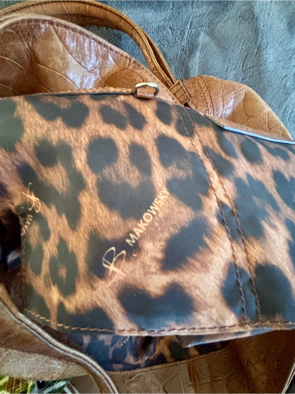 Makowsky Alligator Embossed Leather Tote Bag Cognac